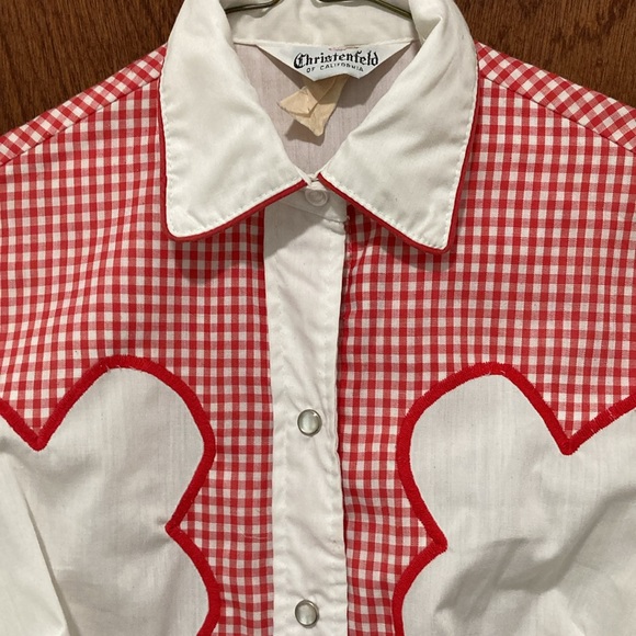 Rodeo Queen Red Gingham with Pearl Buttons Christenfeld of California Button Up - Picture 2 of 8